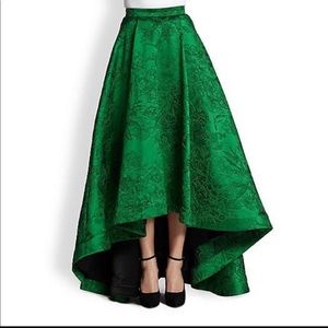 Alice + Olivia High-Low Emerald Jaquard Skirt